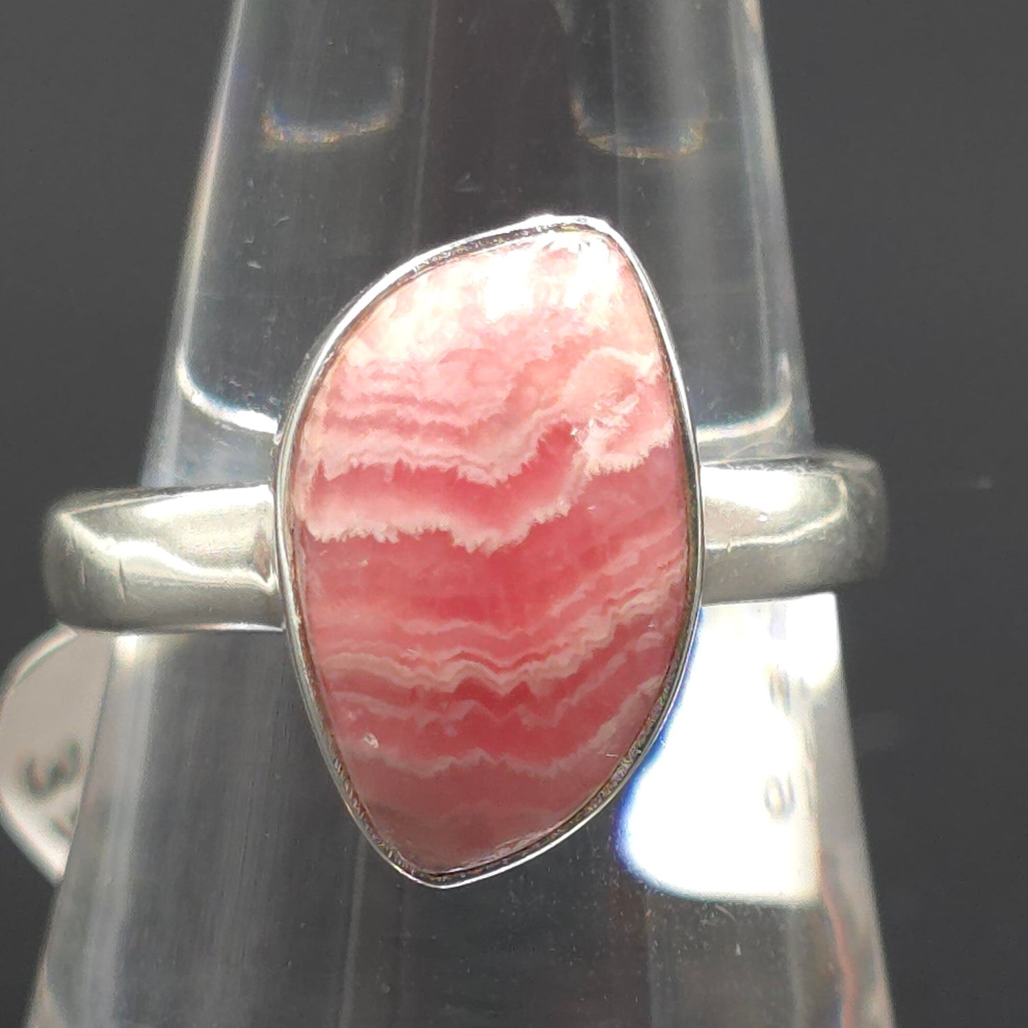 Rhodochrosite Free Form Ring Sterling Silver Size 9 - Elevated Metaphysical