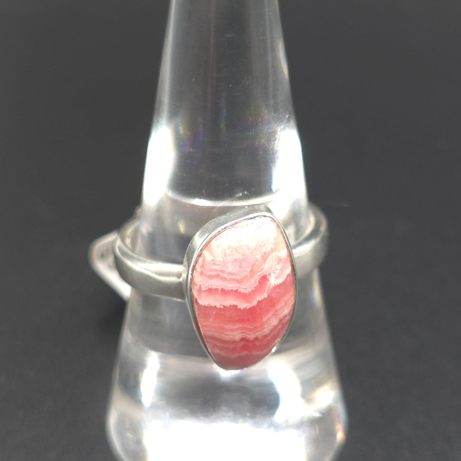 Rhodochrosite Free Form Ring Sterling Silver Size 9 - Elevated Metaphysical