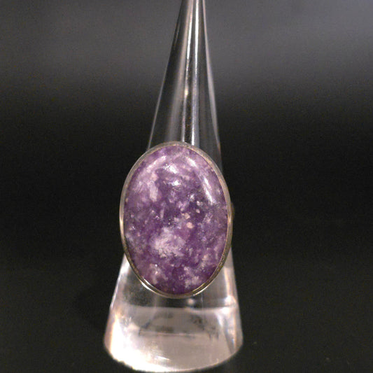 Lepidolite Ring "Orion" Sterling Silver Size 8 - Elevated Metaphysical