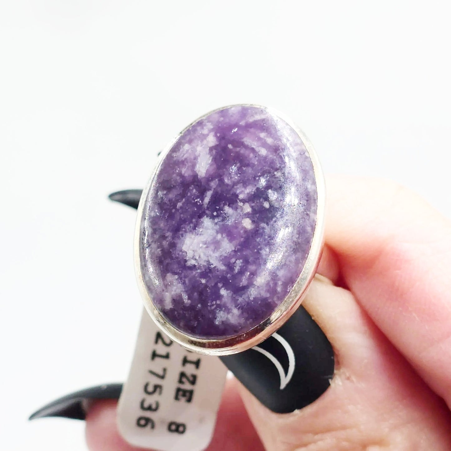 Lepidolite Ring "Orion" Sterling Silver Size 8 - Elevated Metaphysical