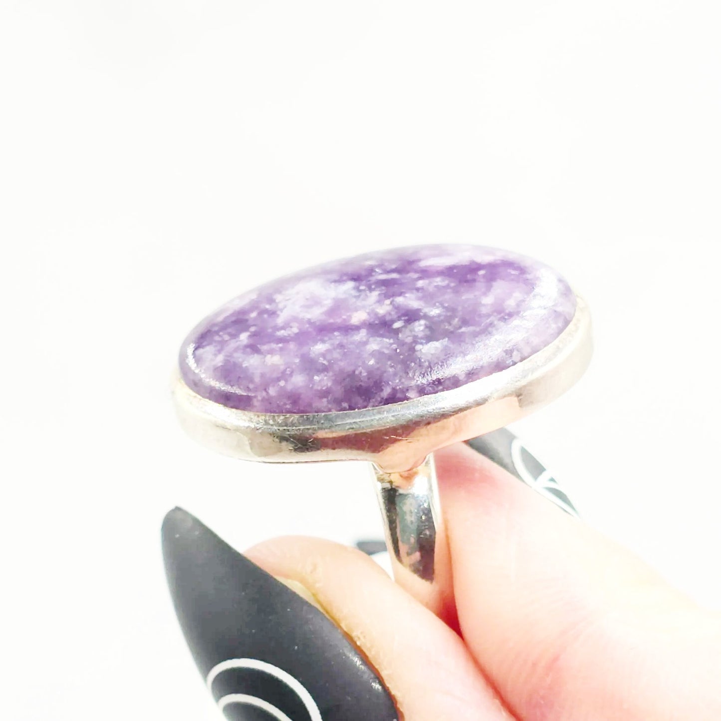 Lepidolite Ring "Orion" Sterling Silver Size 8 - Elevated Metaphysical