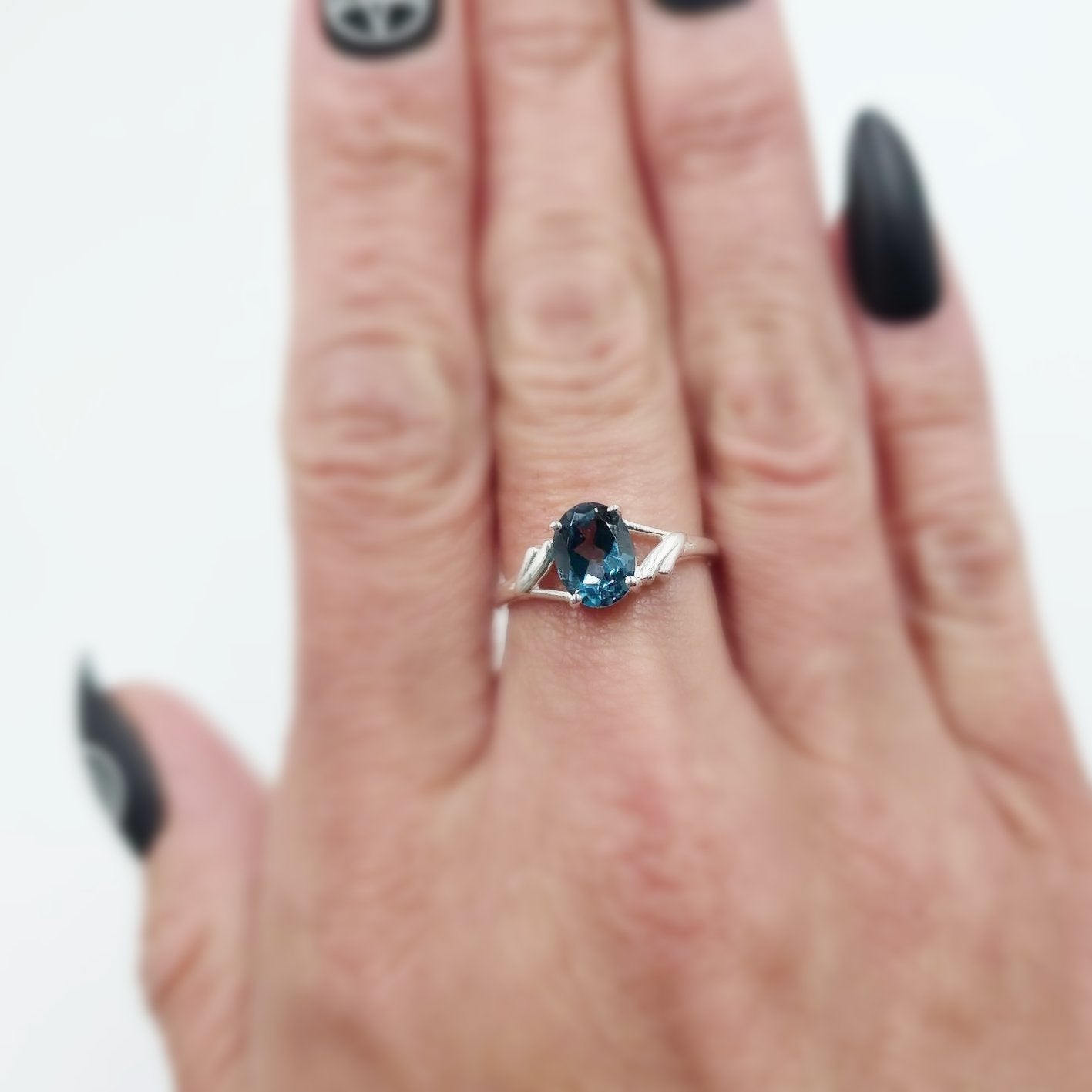 London Blue Topaz Ring 1.25ct Sterling Silver Solitaire - Elevated Metaphysical