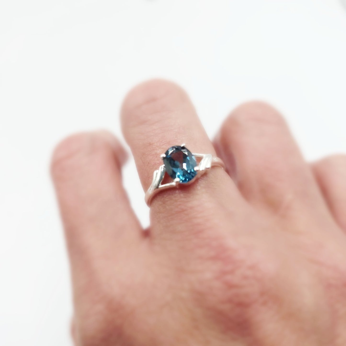 London Blue Topaz Ring 1.25ct Sterling Silver Solitaire - Elevated Metaphysical