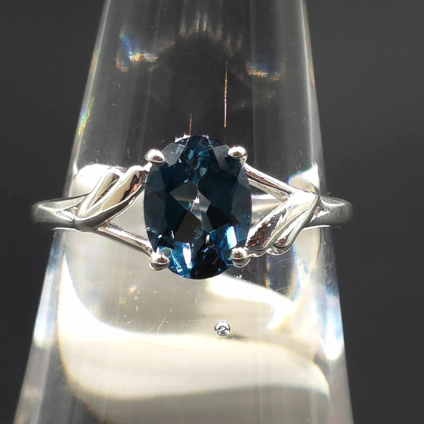 London Blue Topaz Ring 1.25ct Sterling Silver Solitaire - Elevated Metaphysical