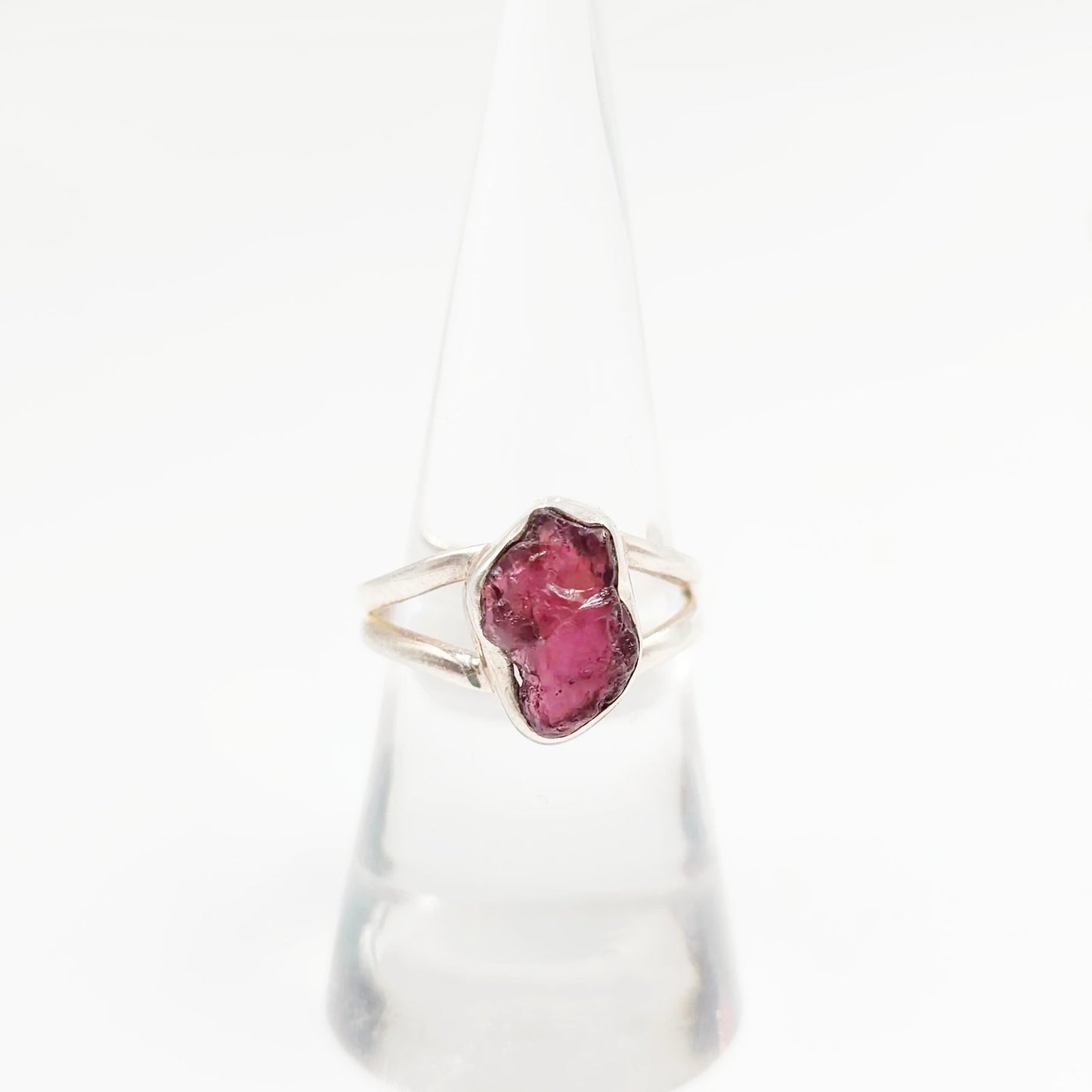 Garnet Ring Sterling Silver Rough Size 8 - Elevated Metaphysical