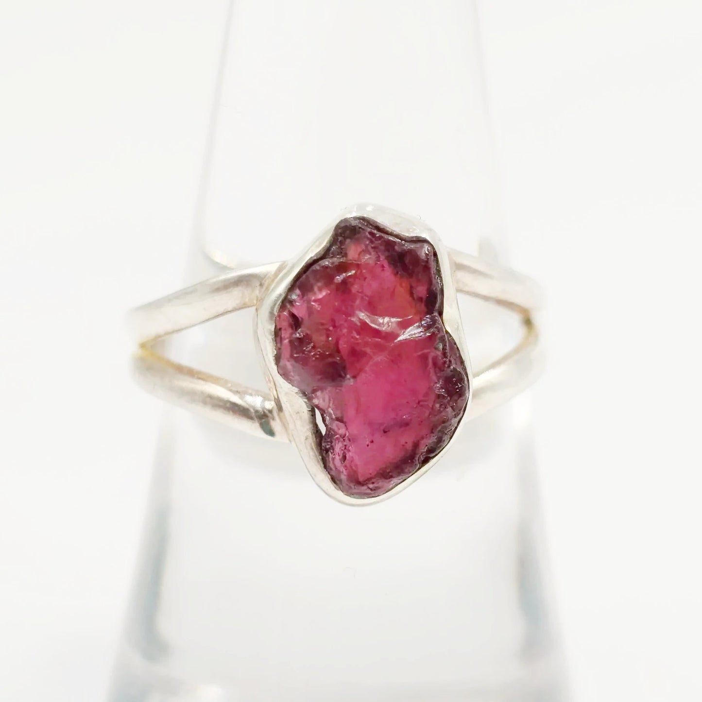 Garnet Ring Sterling Silver Rough Size 8 - Elevated Metaphysical