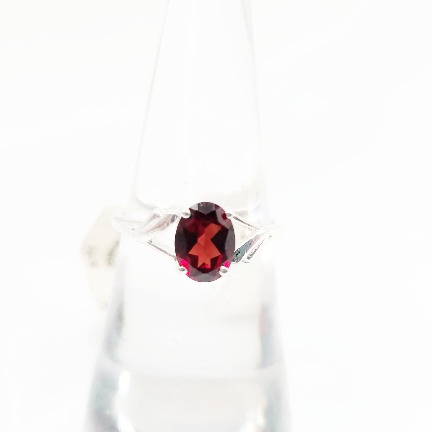 Garnet Ring Sterling Silver Solitaire - Elevated Metaphysical