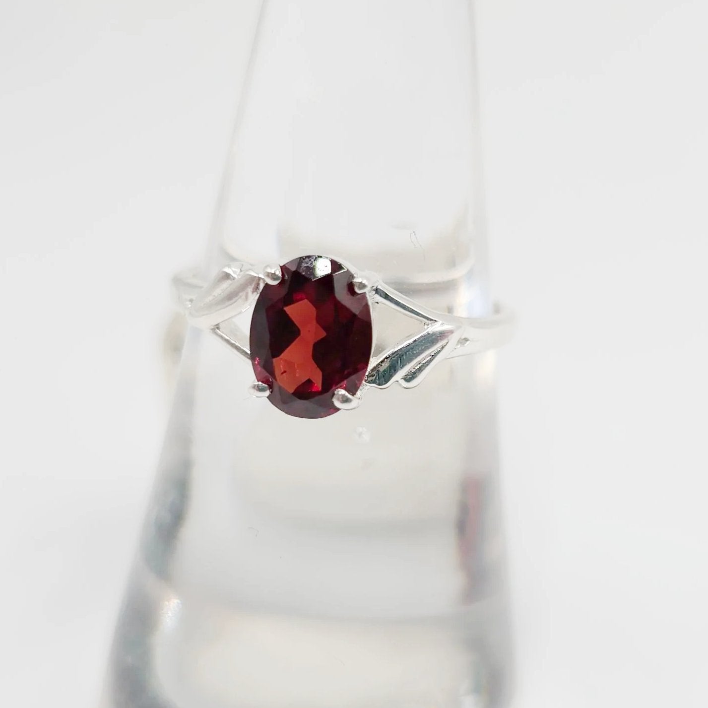 Garnet Ring Sterling Silver Solitaire - Elevated Metaphysical