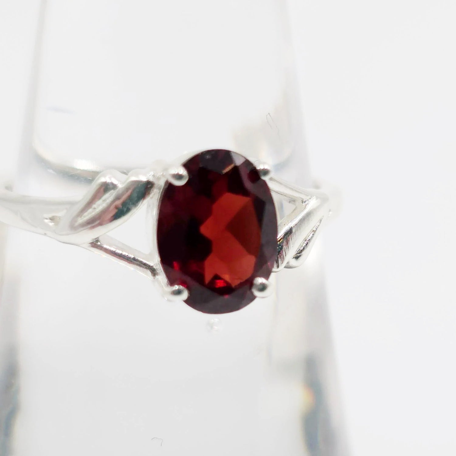 Garnet Ring Sterling Silver Solitaire - Elevated Metaphysical