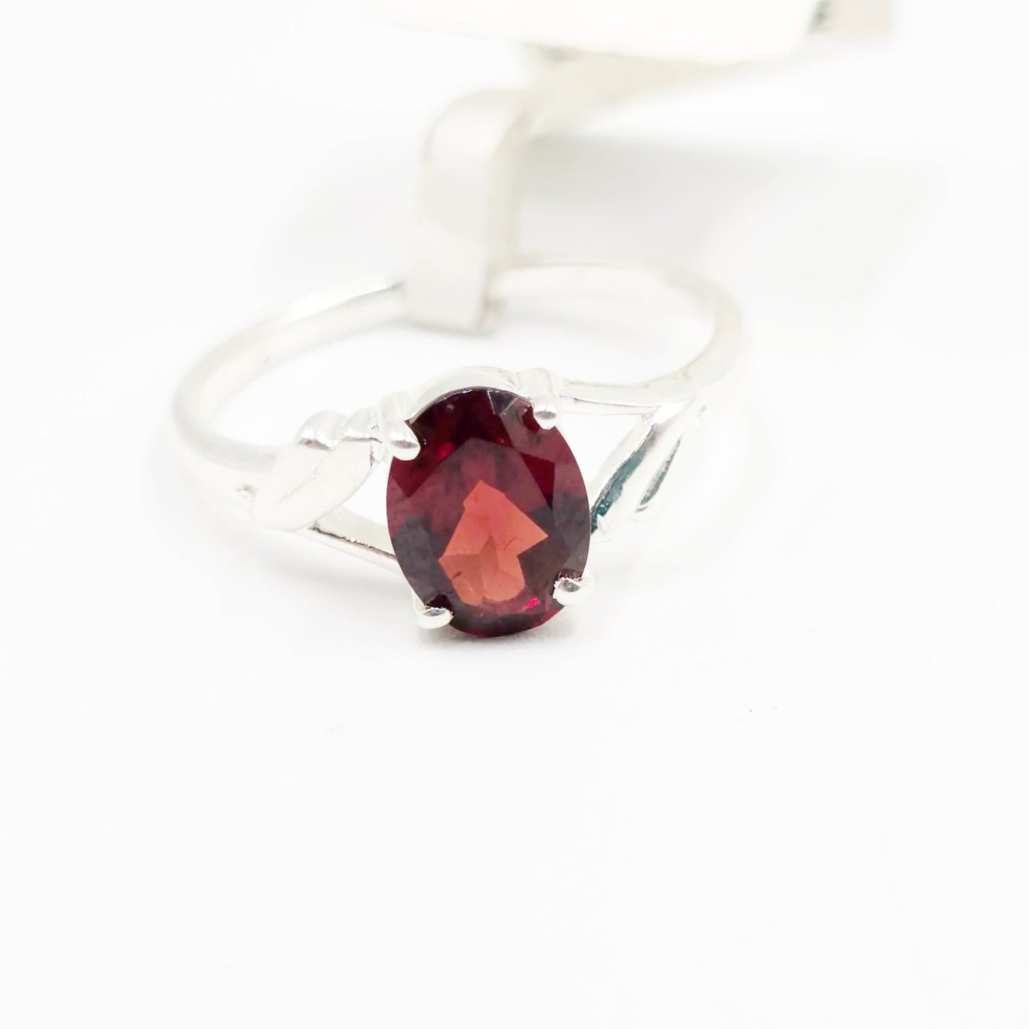 Garnet Ring Sterling Silver Solitaire - Elevated Metaphysical