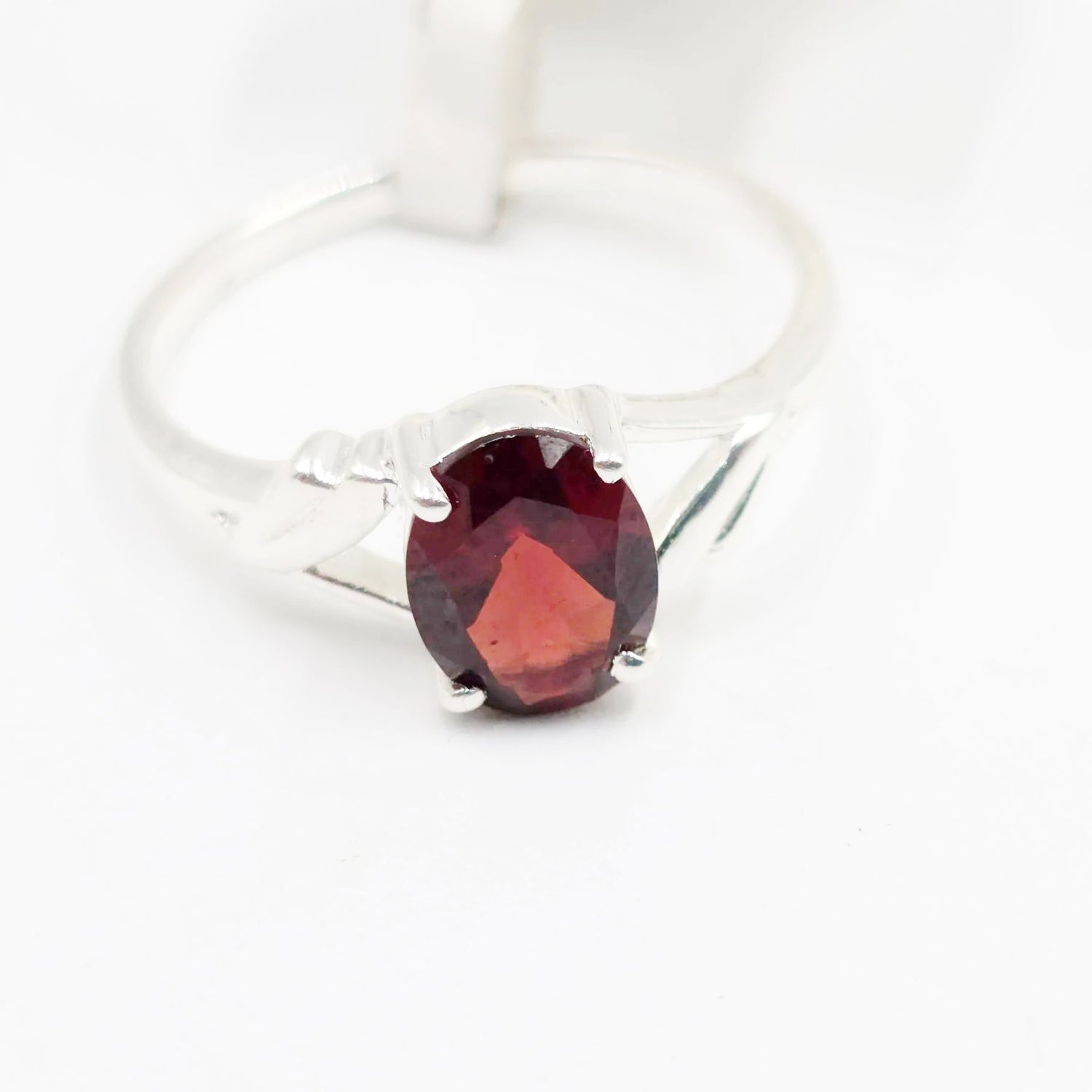 Garnet Ring Sterling Silver Solitaire - Elevated Metaphysical