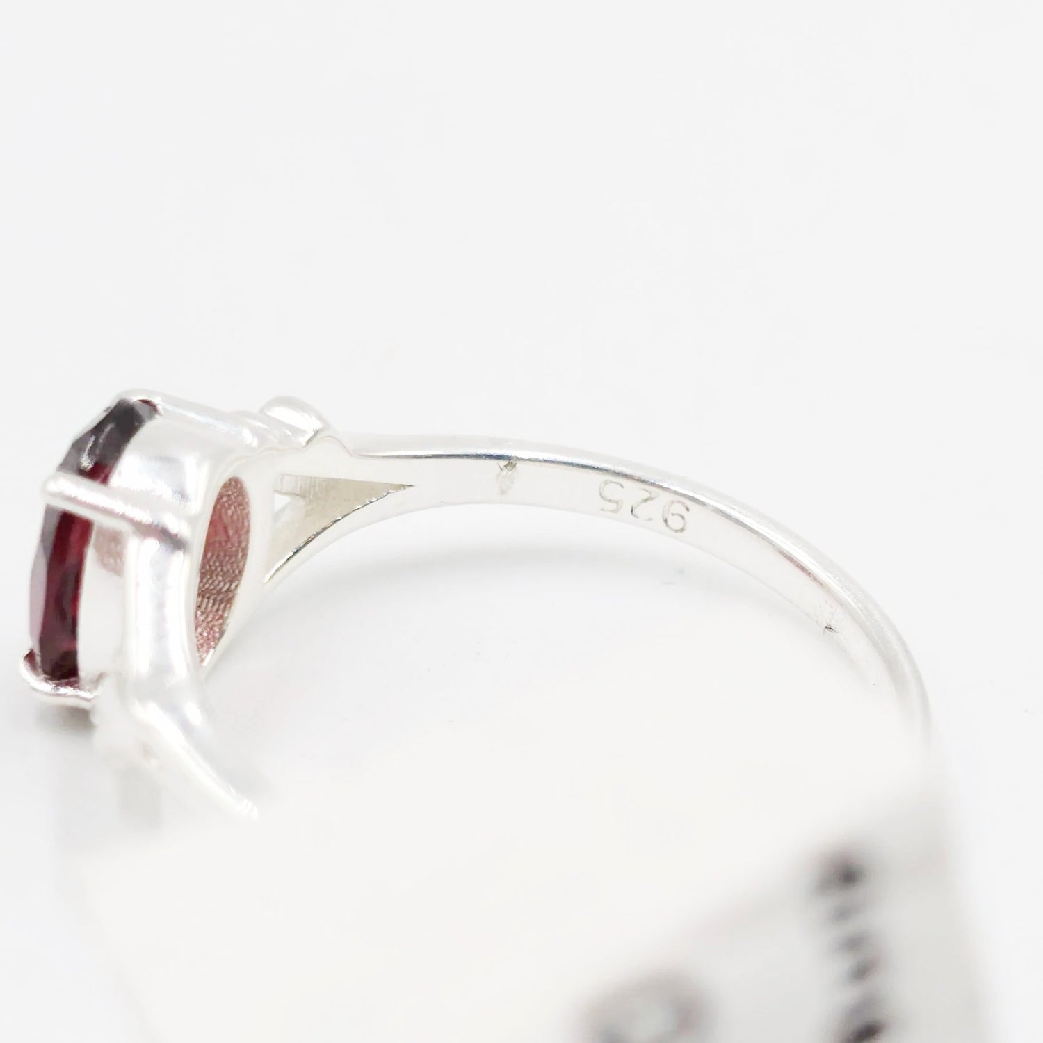 Garnet Ring Sterling Silver Solitaire - Elevated Metaphysical