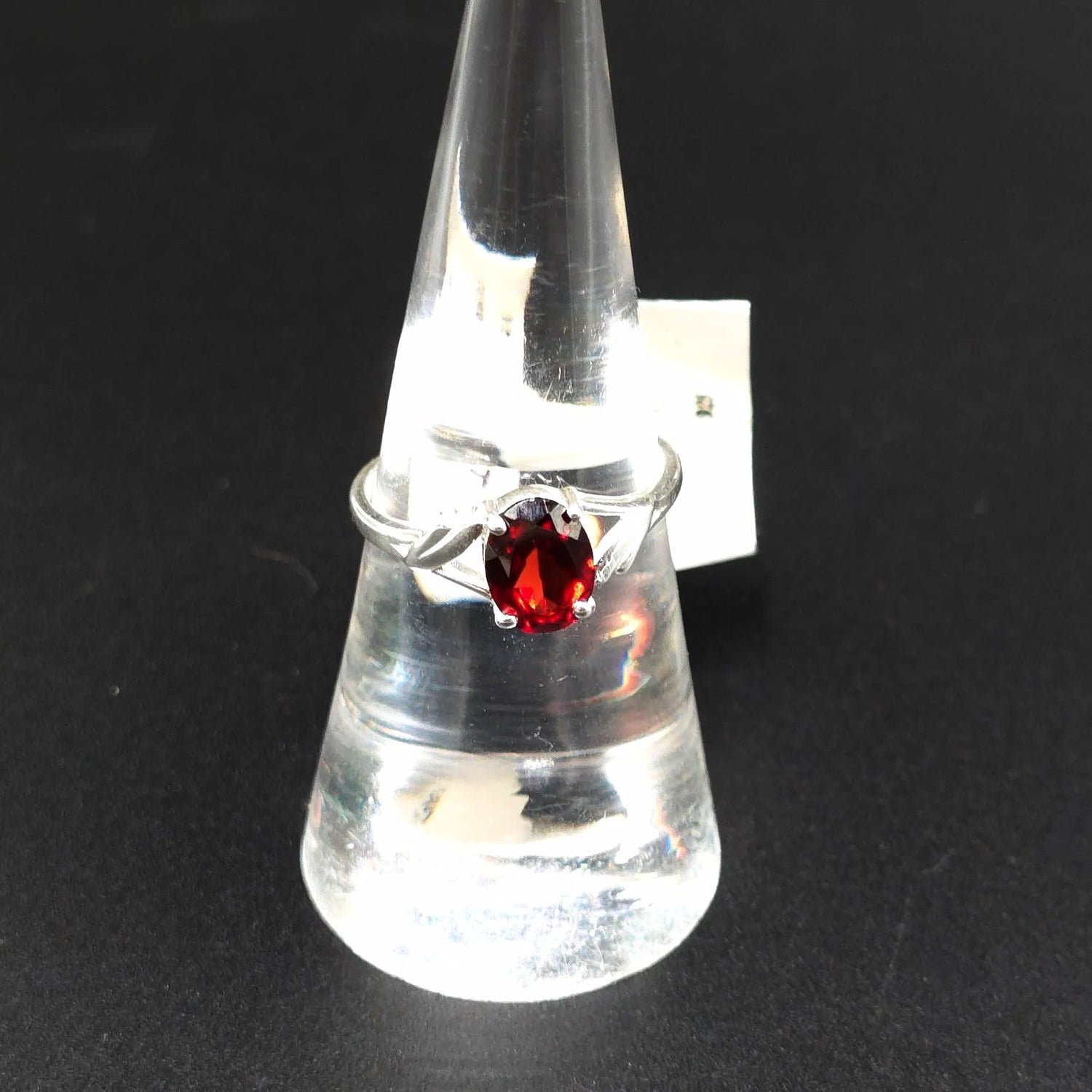 Garnet Ring Sterling Silver Solitaire - Elevated Metaphysical