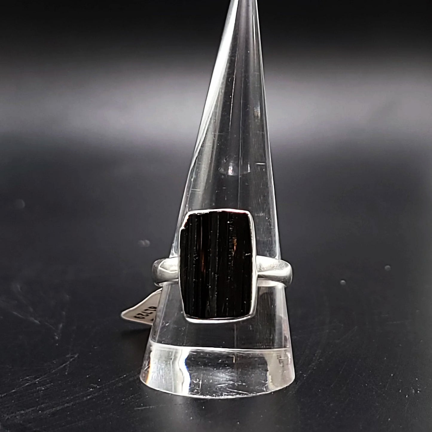 Black Tourmaline Ring Sterling Silver Band Size 11