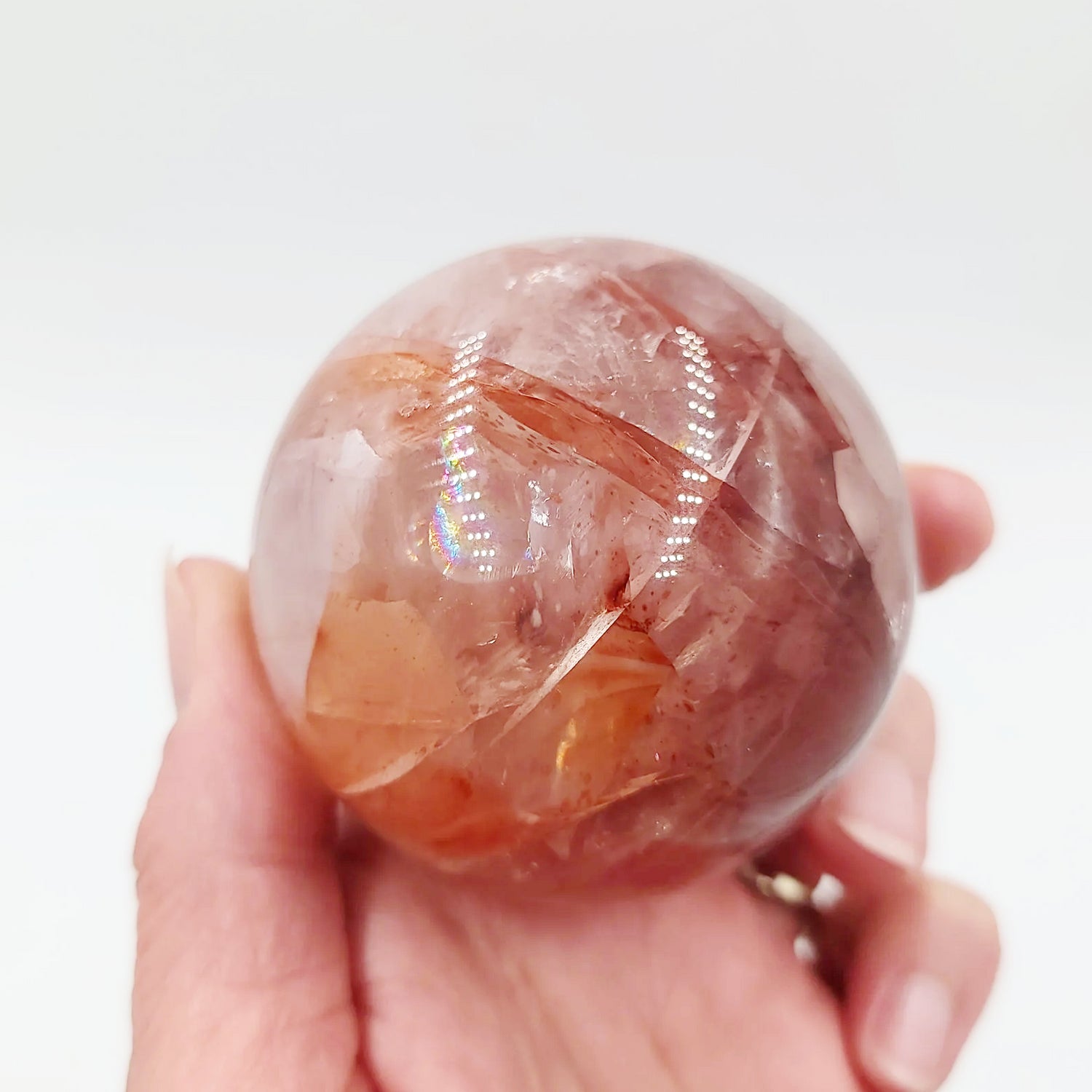 Fire Quartz Sphere 62mm 2.5" 317g 11.2oz - Elevated Metaphysical