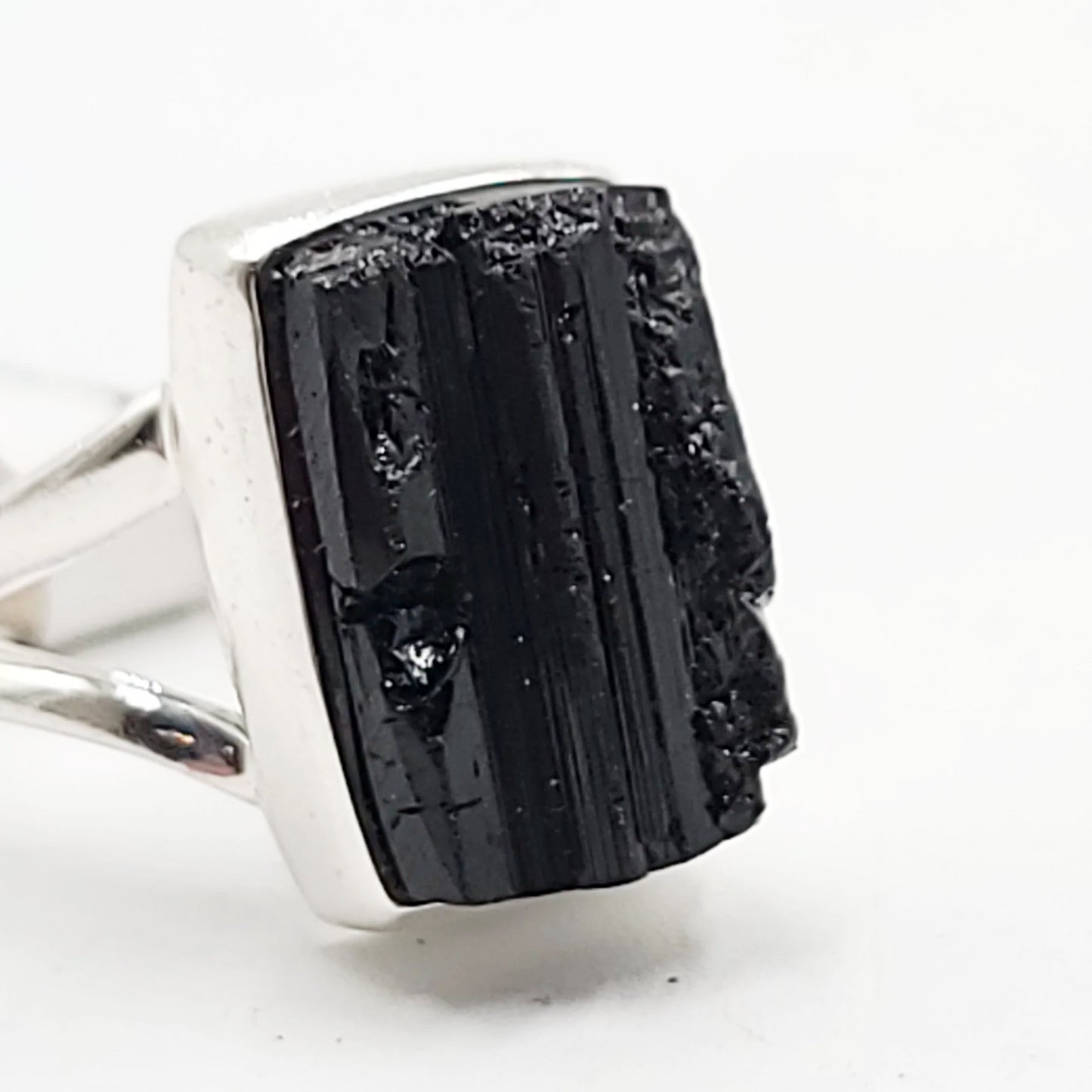 Black Tourmaline Ring Sterling Silver Band Size 5