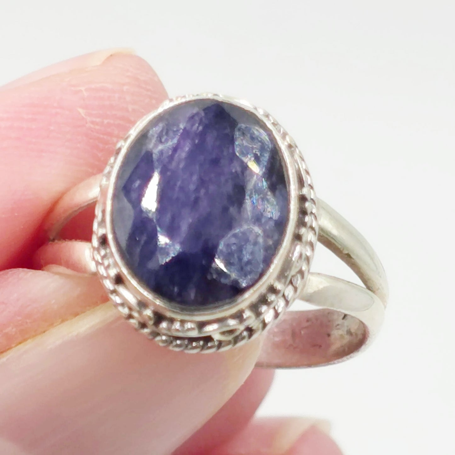 Sapphire Ring Sterling Silver Size 7 Solitaire