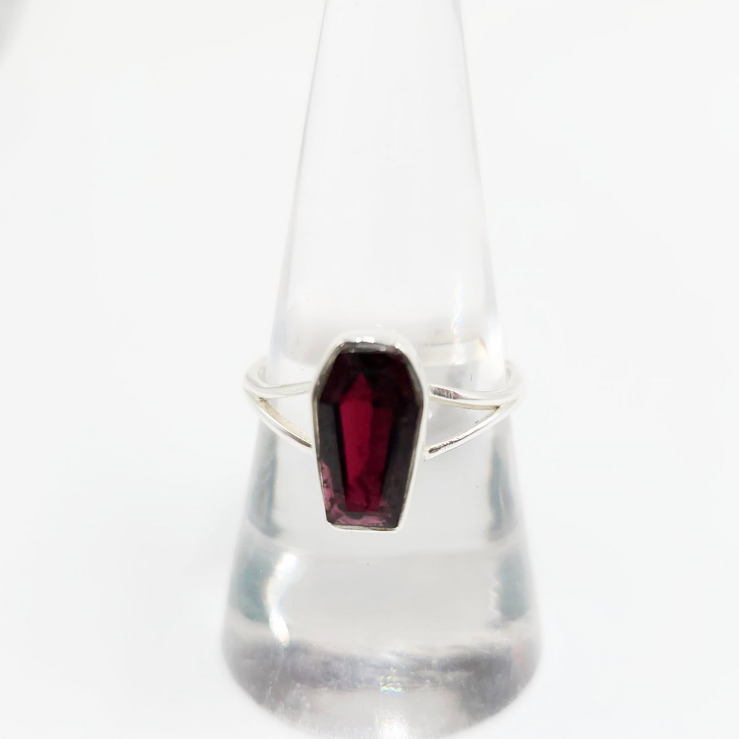 Garnet Coffin Ring Sterling Silver - Elevated Metaphysical