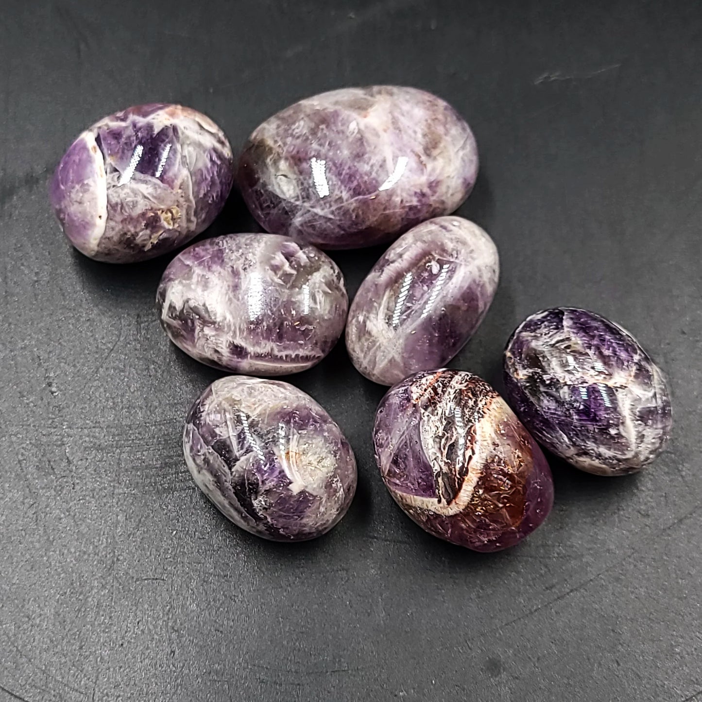 Dream Amethyst Tumbled Stone Chevron Amethyst HQ - Elevated Metaphysical