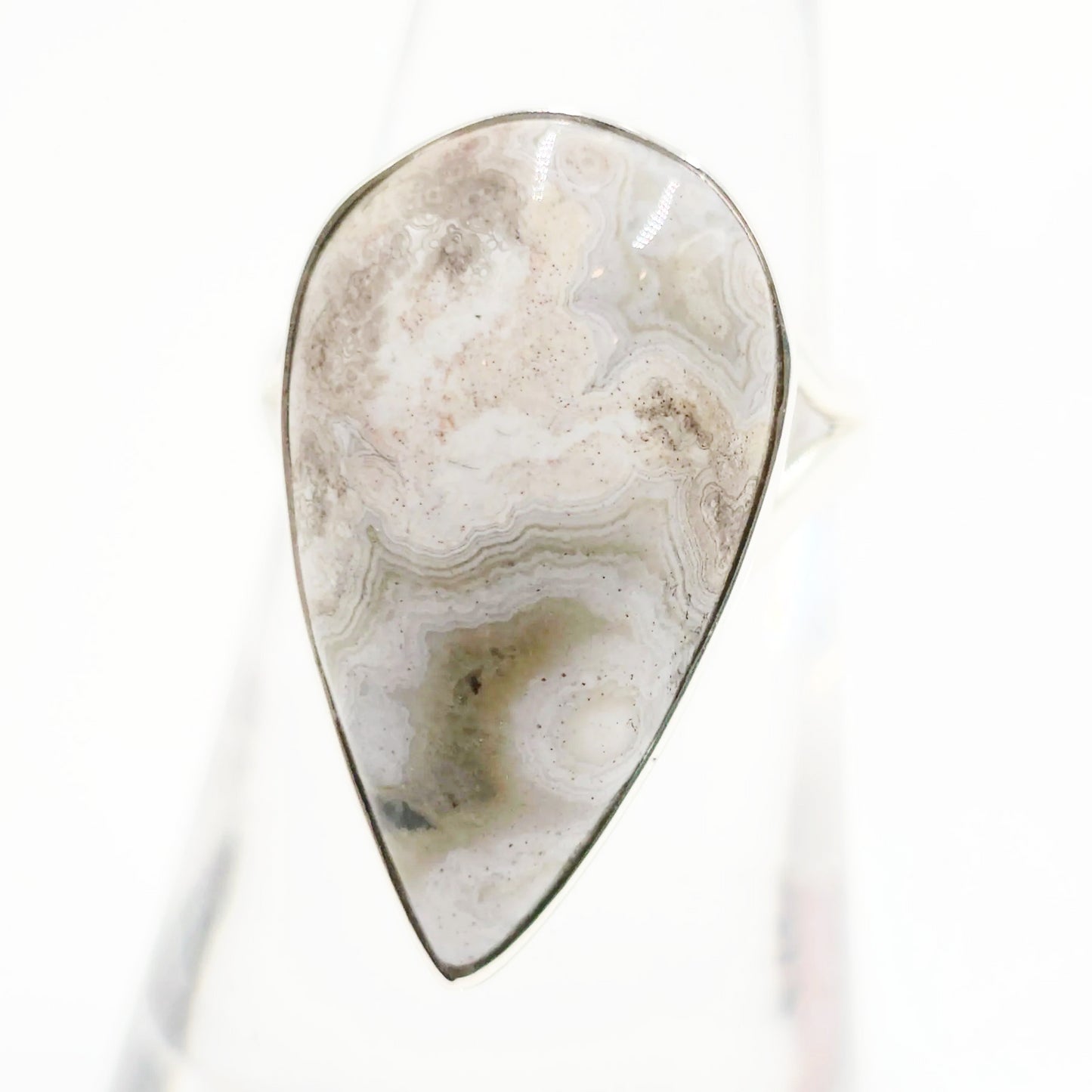 Ocean Jasper Ring Tear Drop Sterling Silver Band Size 6