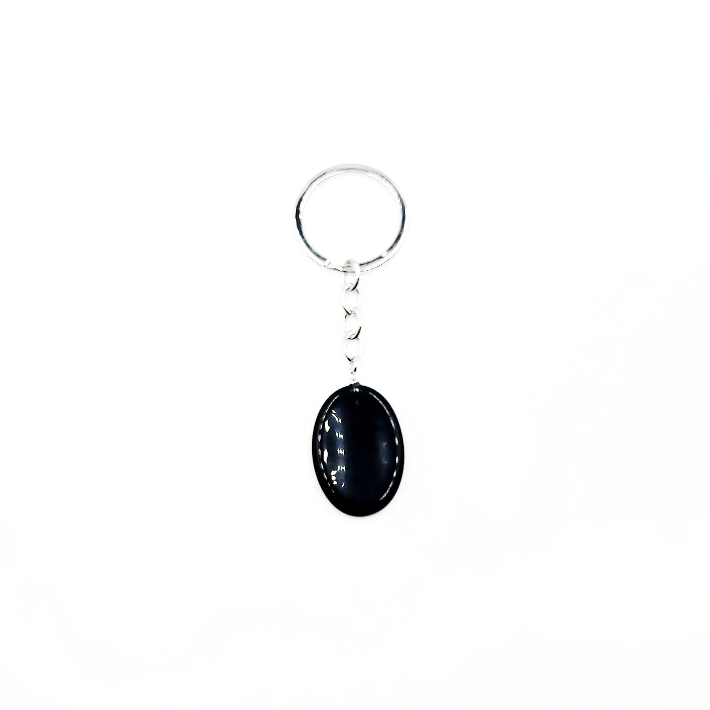 Black Obsidian Worry Stone Keychain