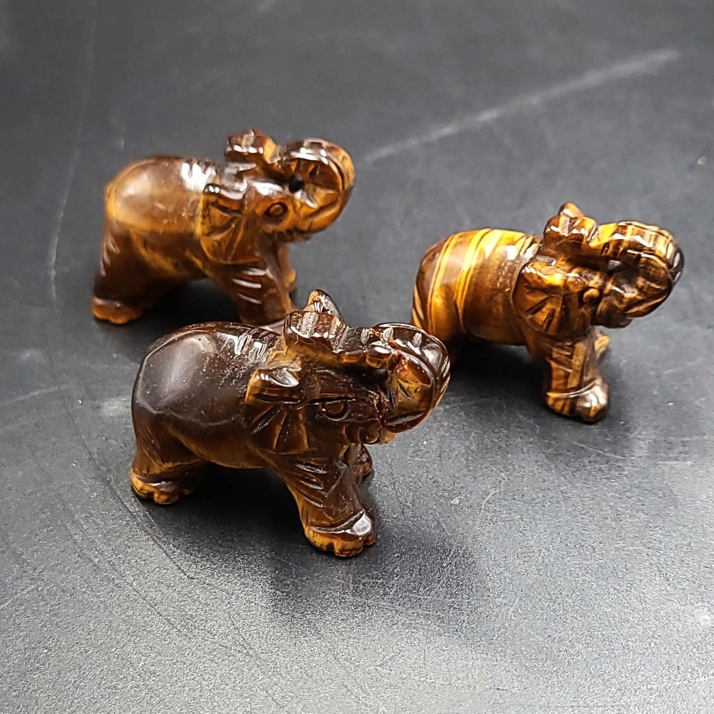 Tiger Eye Elephant Figurine 1.5" 35mm - Elevated Metaphysical