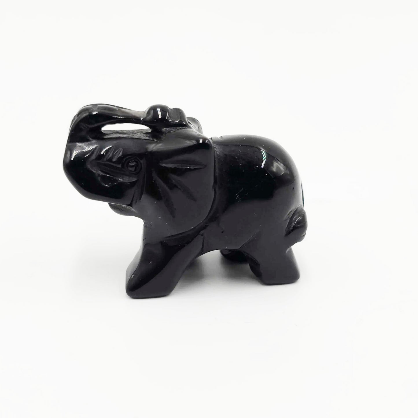 Black Onyx Elephant Figurine 2" 50mm - Elevated Metaphysical