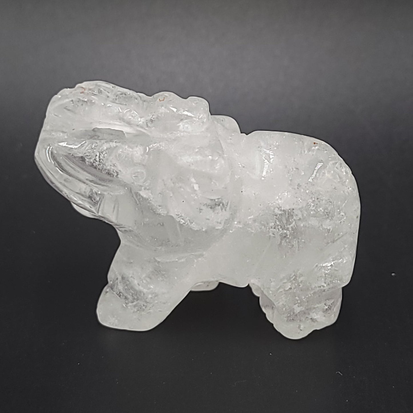 Clear Quartz Elephant Figurine 2" 50mm