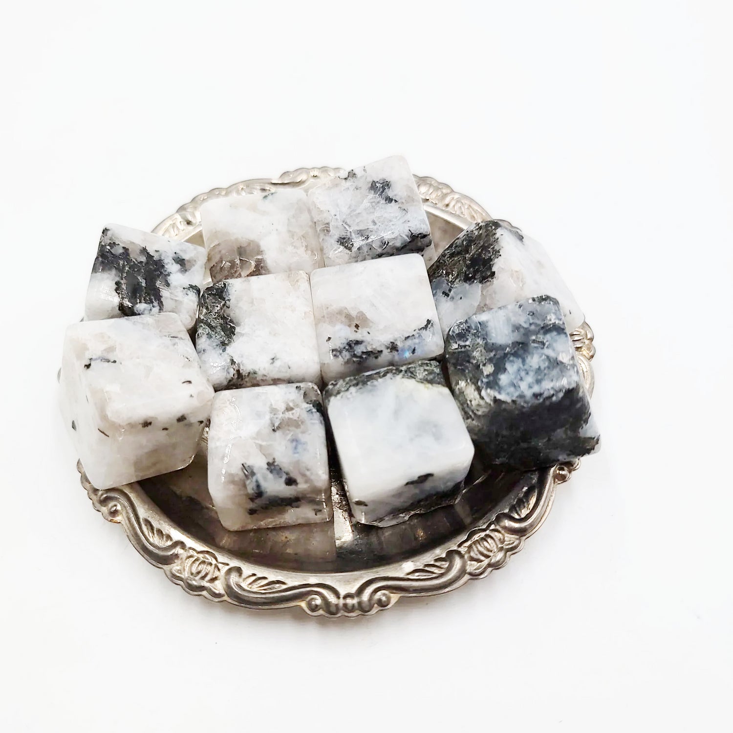 Rainbow Moonstone Cube Tumbled Stone HQ - Elevated Metaphysical