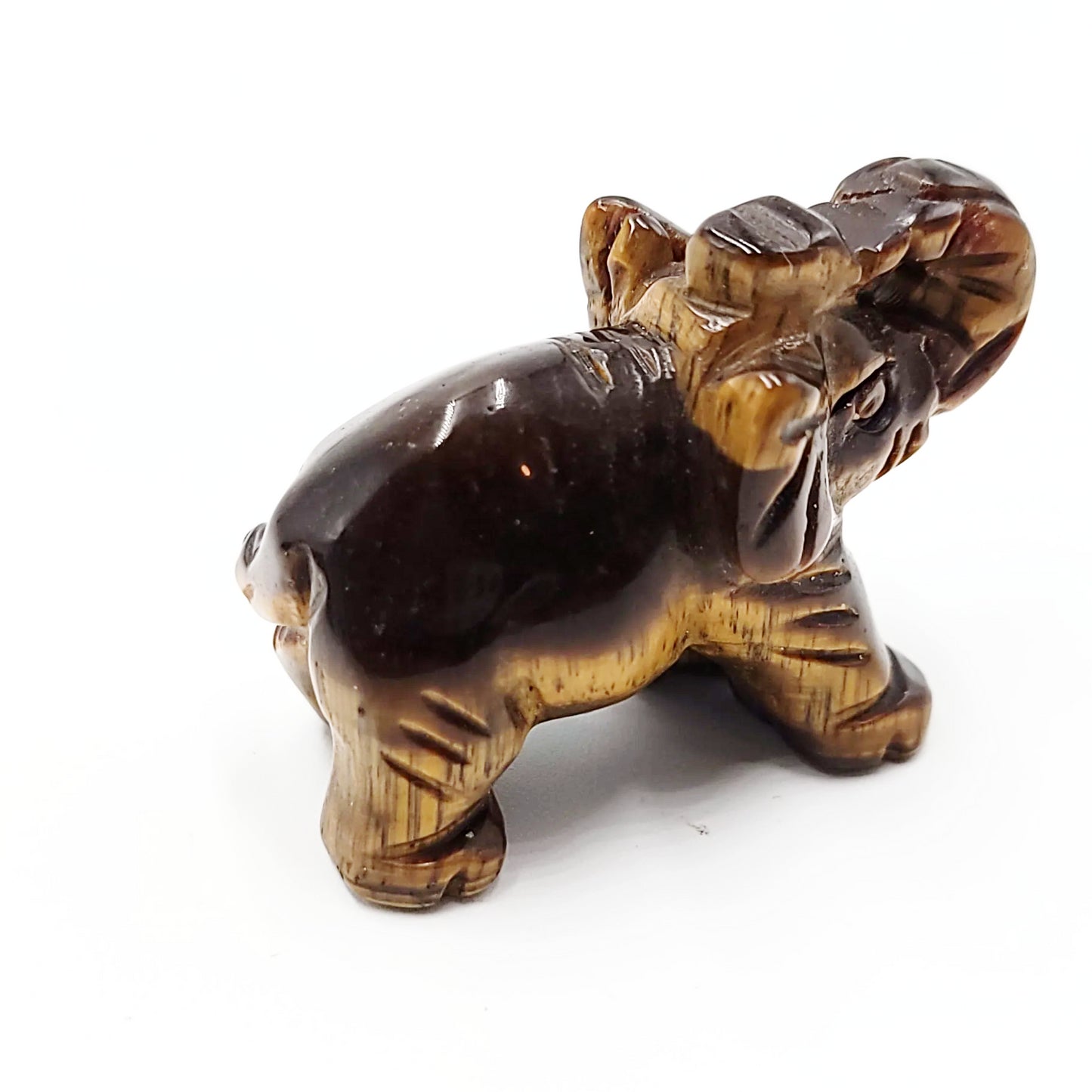 Tiger Eye Elephant Figurine 1.5" 35mm - Elevated Metaphysical