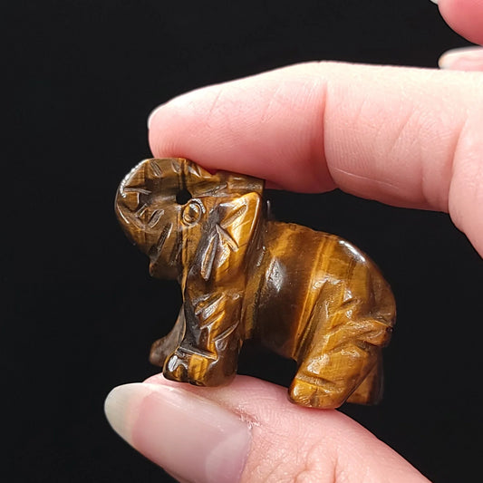 Tiger Eye Elephant Figurine 1.5" 35mm - Elevated Metaphysical