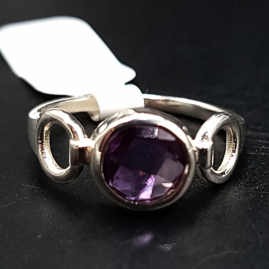 Amethyst Infinity Ring Sterling Silver Size 8