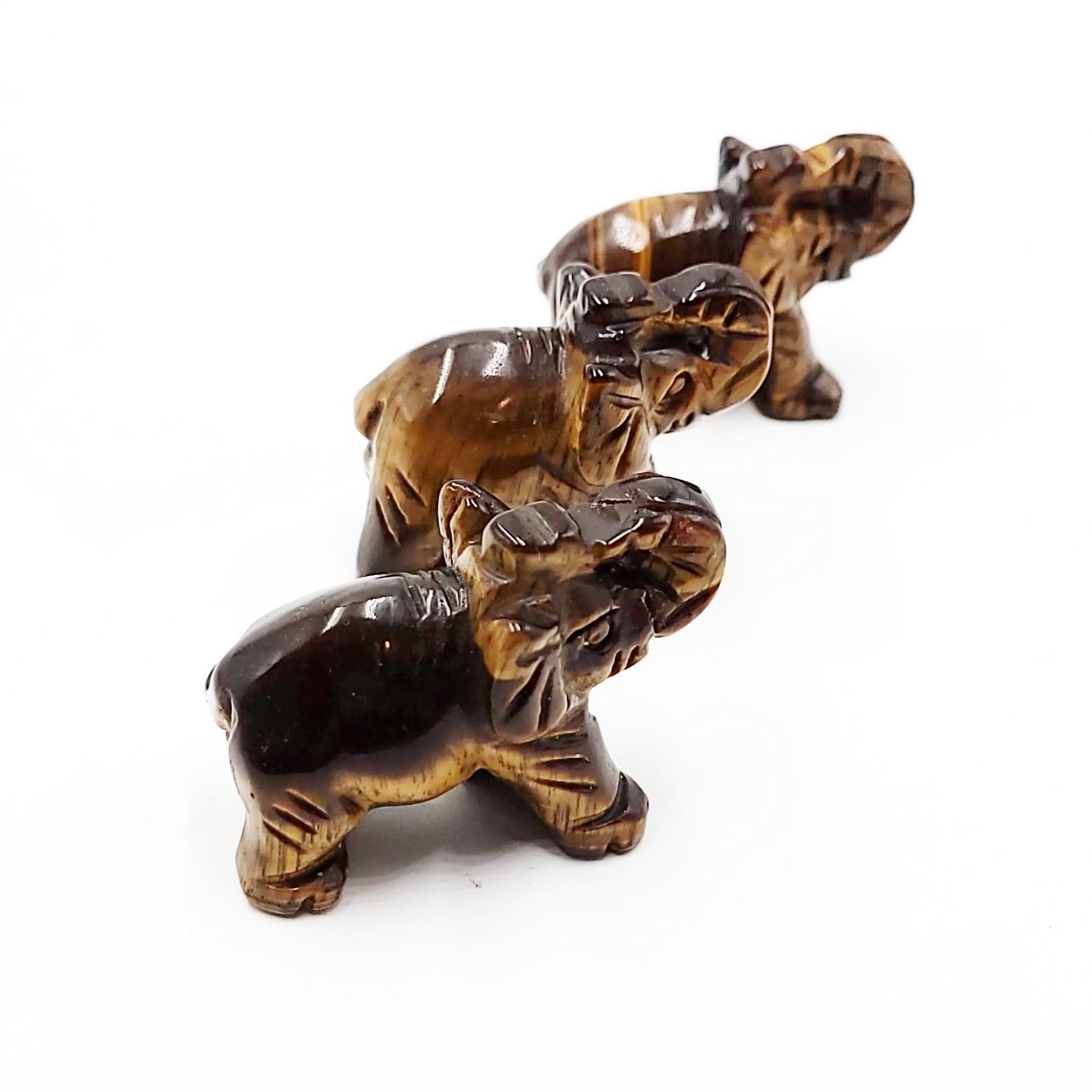 Tiger Eye Elephant Figurine 1.5" 35mm - Elevated Metaphysical