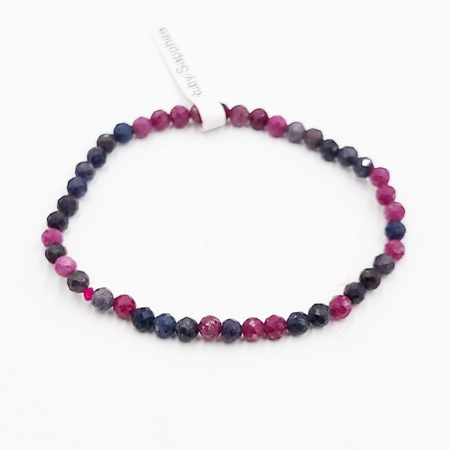 Ruby & Sapphire Faceted Bead Bracelet 4mm