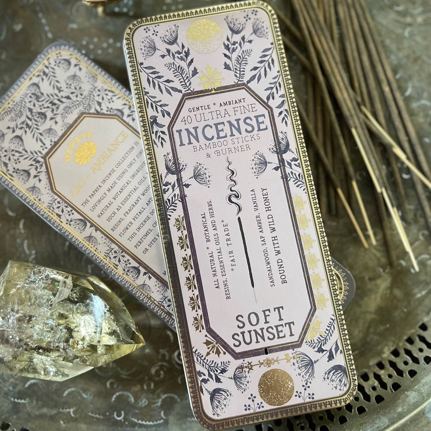 Soft Sunset 40 Premium Incense Sticks & Burner Set