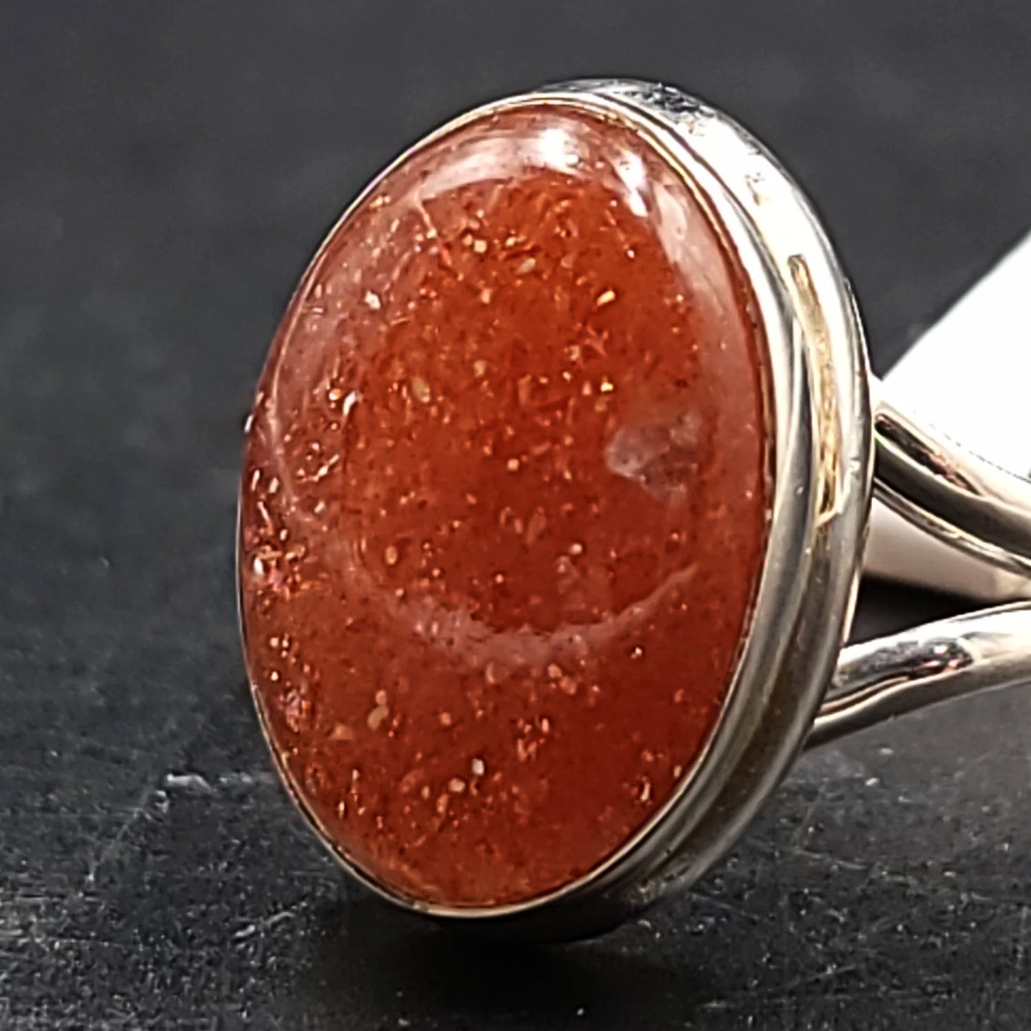 Sunstone Ring Sterling Silver Band Size 9