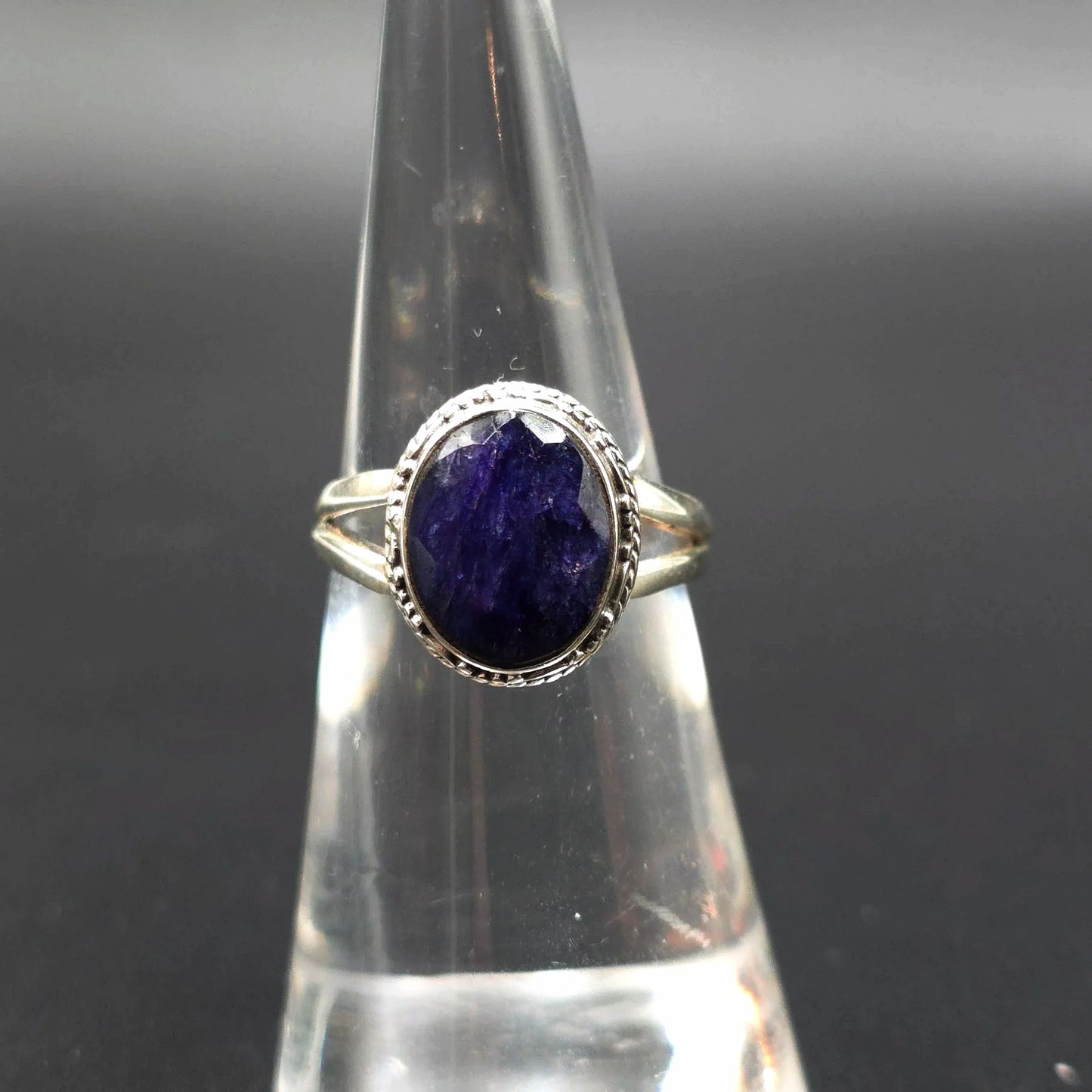 Sapphire Ring Sterling Silver Size 7 Solitaire