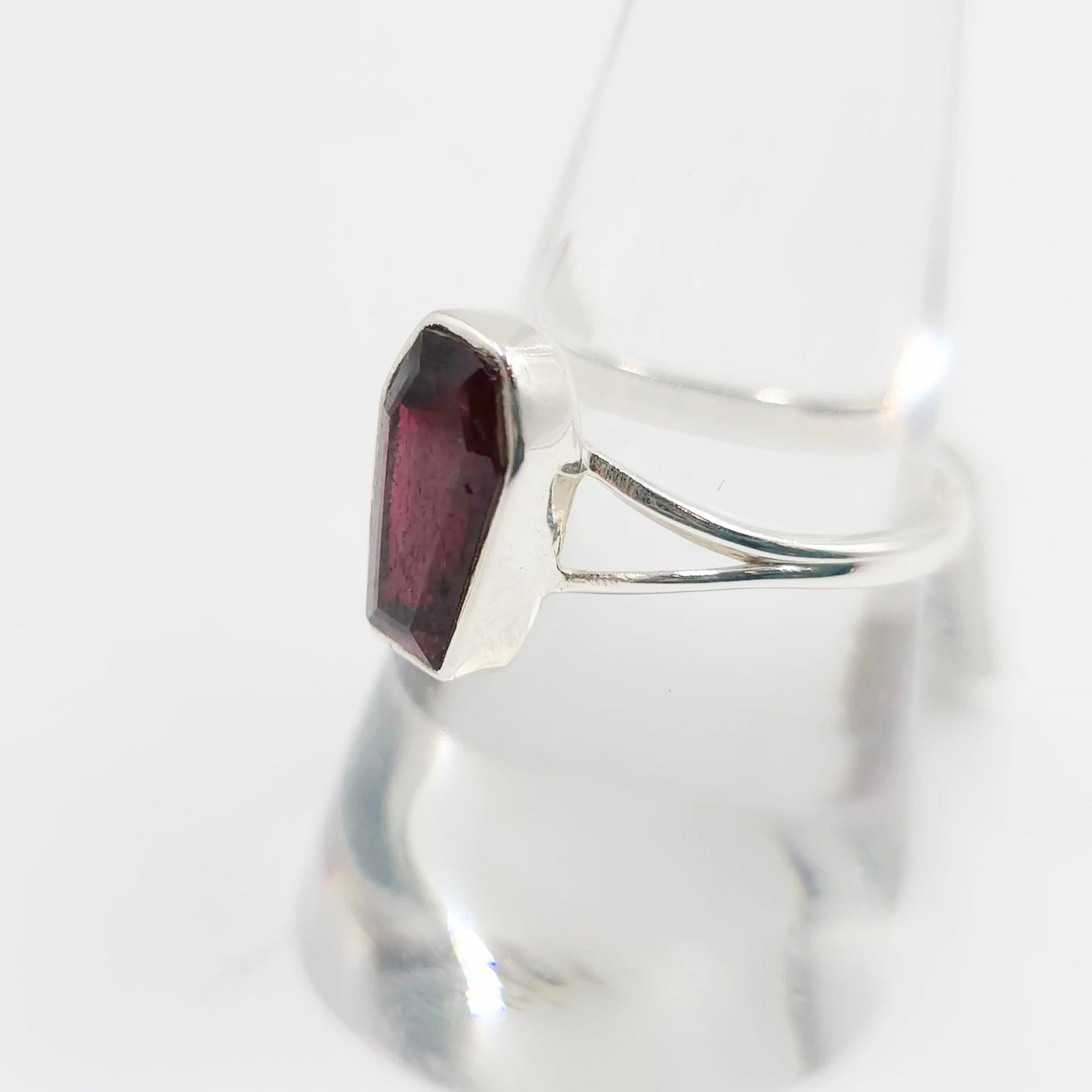 Garnet Coffin Ring Sterling Silver - Elevated Metaphysical