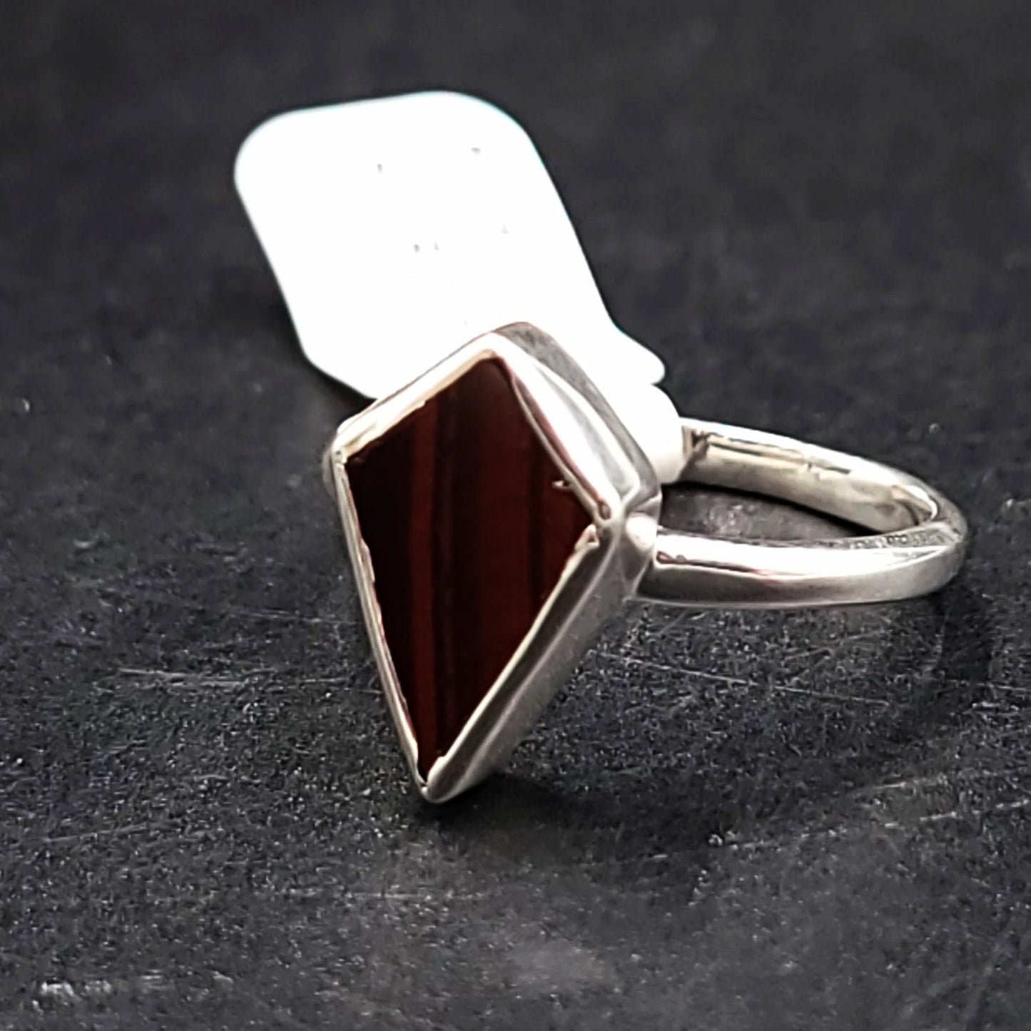 Red Tiger Eye Shield Ring Sterling Silver Size 8