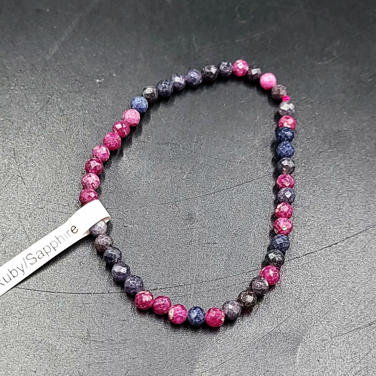 Ruby & Sapphire Faceted Bead Bracelet 4mm