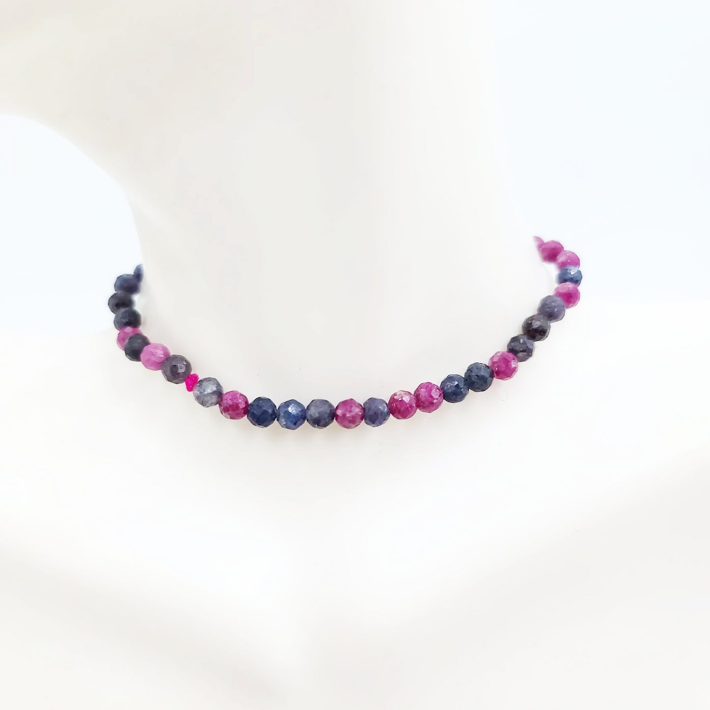 Ruby & Sapphire Faceted Bead Bracelet 4mm