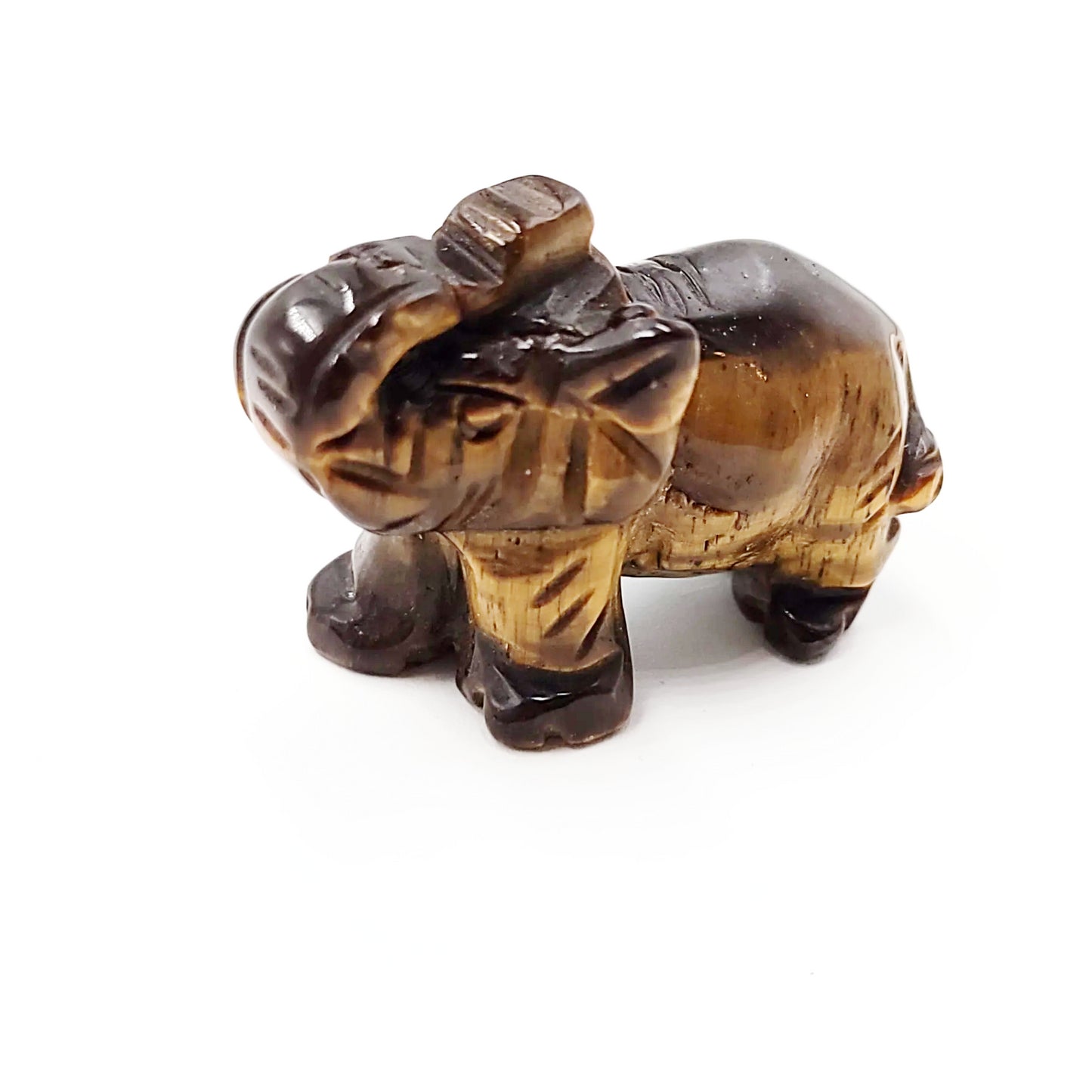 Tiger Eye Elephant Figurine 1.5" 35mm - Elevated Metaphysical