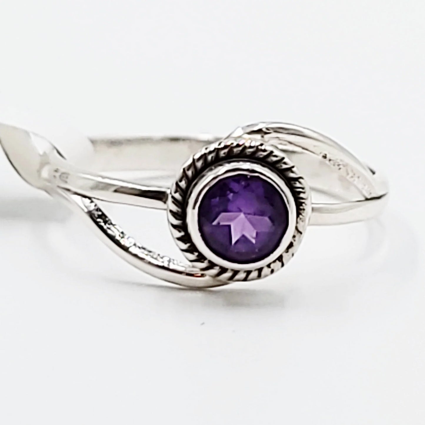 Amethyst Infinity Ring Sterling Silver Size 8 - Elevated Metaphysical