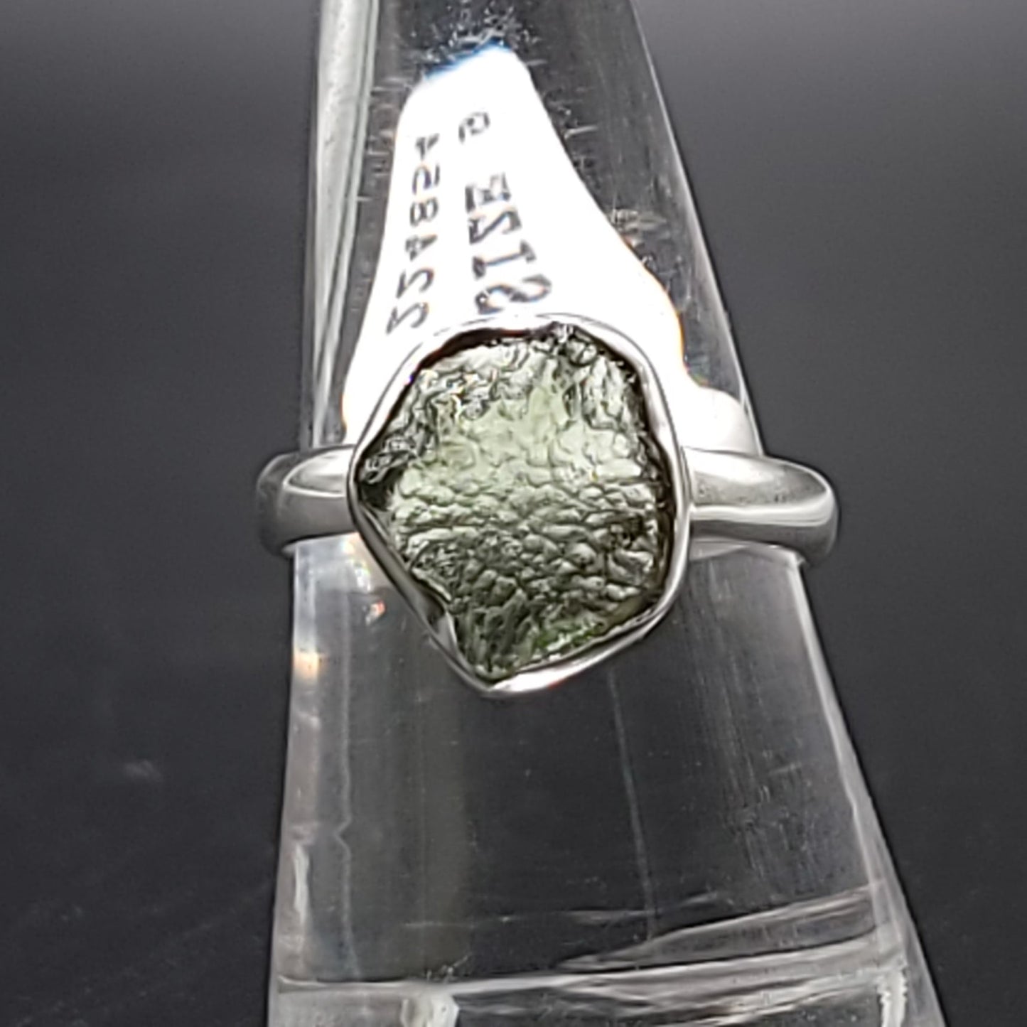 Moldavite Ring Sterling Silver Band Rough Natural Size 9