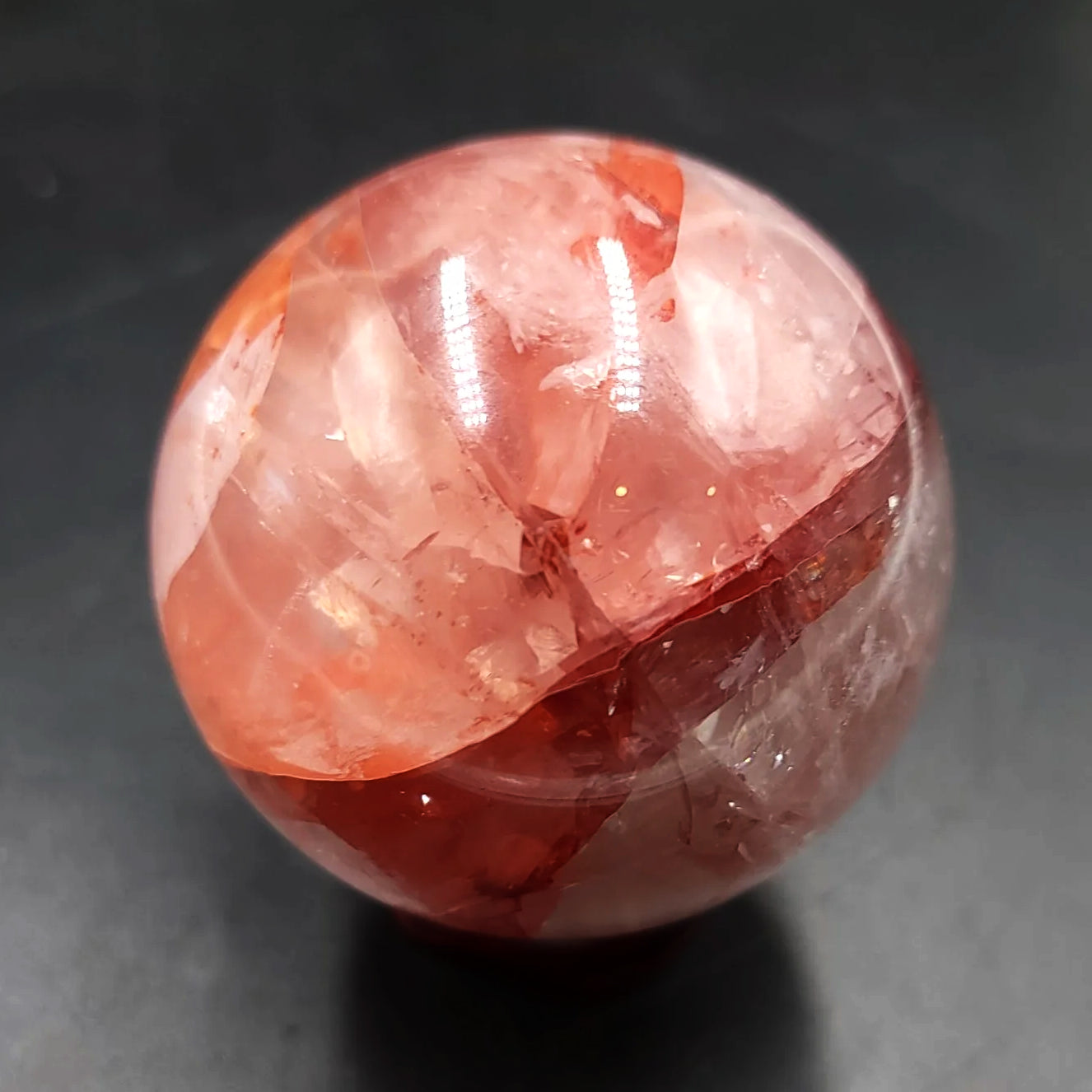 Fire Quartz Sphere 62mm 2.5" 317g 11.2oz - Elevated Metaphysical