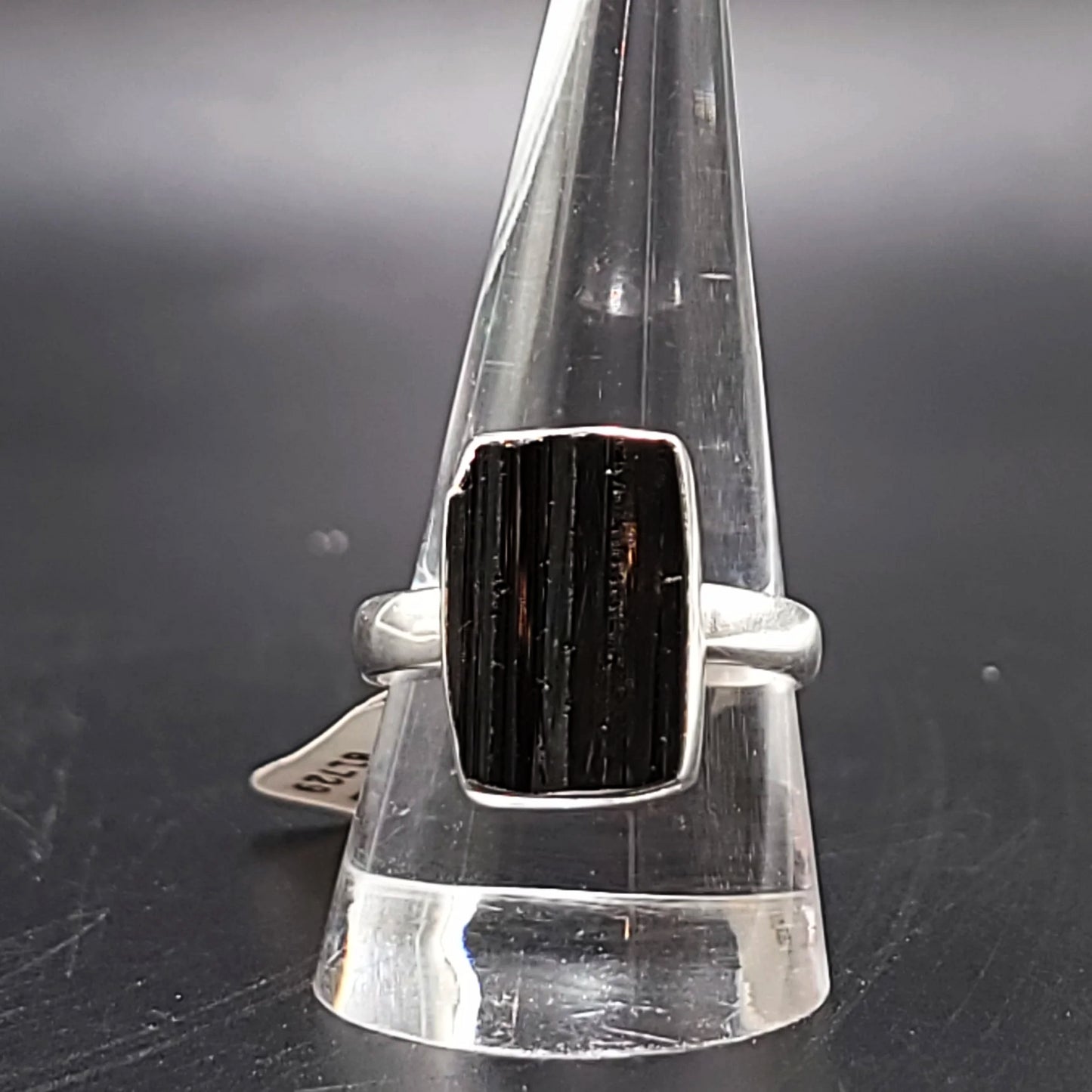 Black Tourmaline Ring Sterling Silver Band Size 11