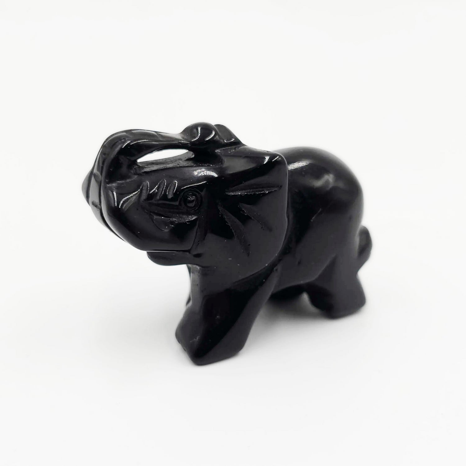 Black Onyx Elephant Figurine 2" 50mm - Elevated Metaphysical