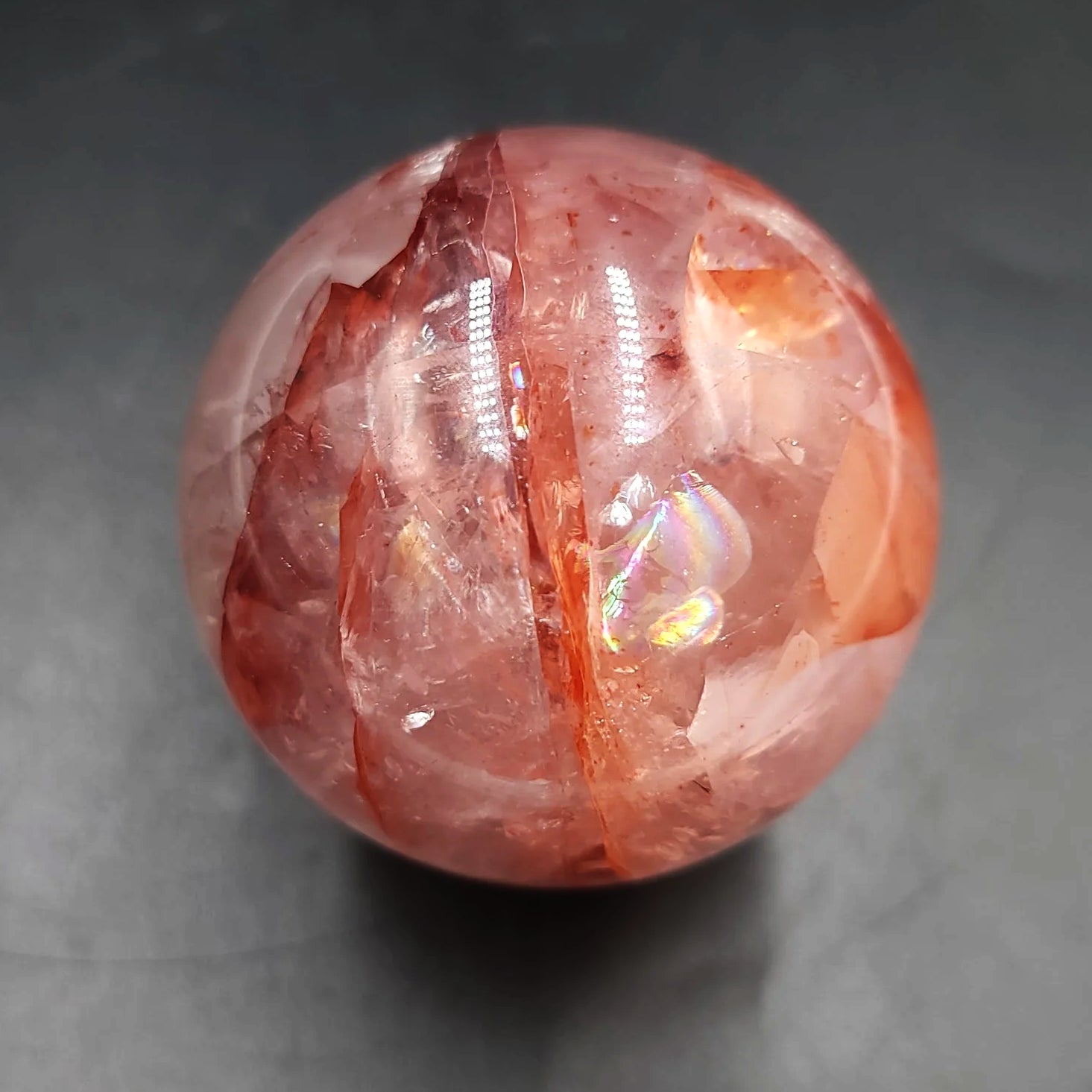 Fire Quartz Sphere 62mm 2.5" 317g 11.2oz - Elevated Metaphysical