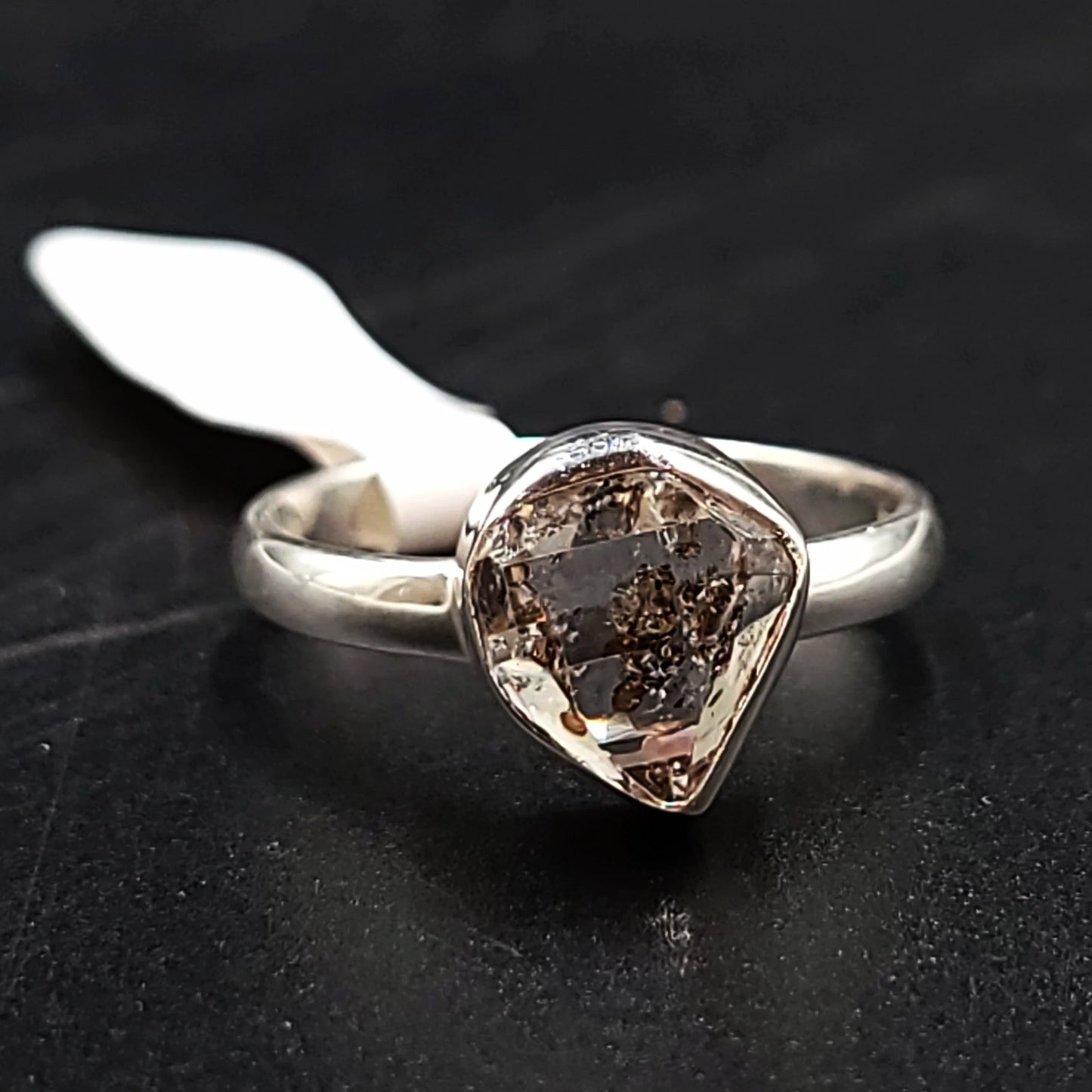 Herkimer Diamond Ring Sterling Silver Band Size 9