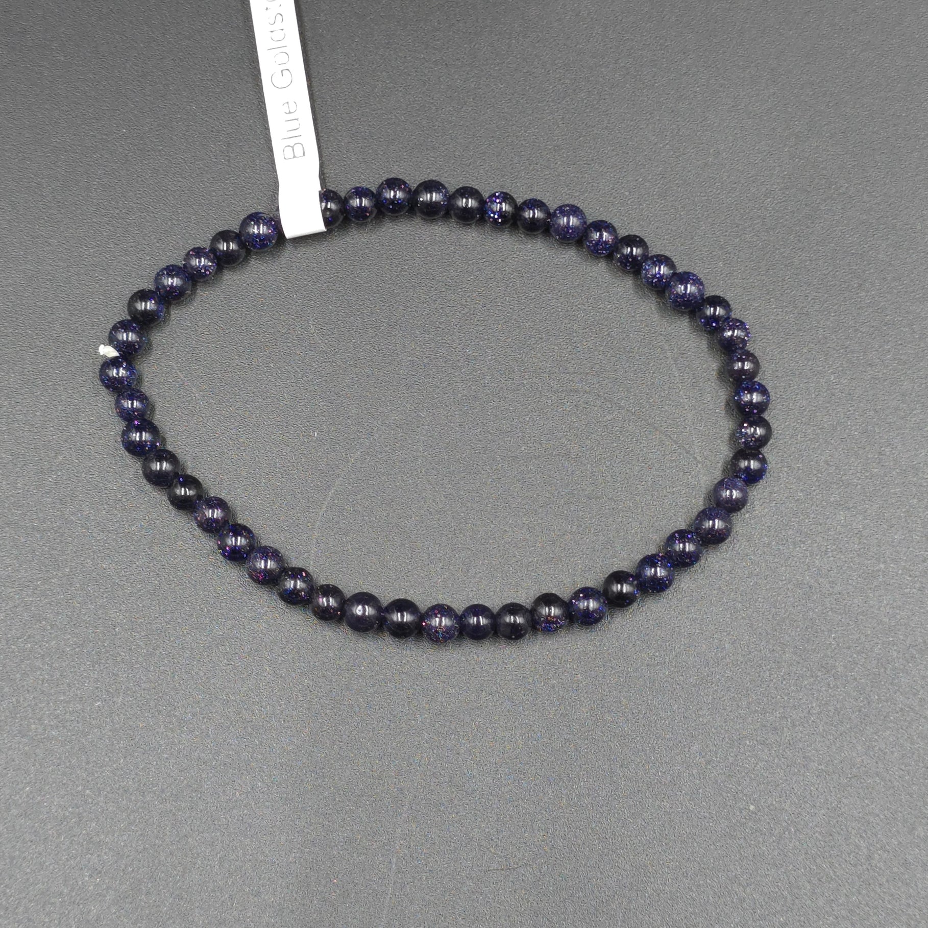 Blue Goldstone Bead Bracelet 4mm Blue Sandstone - Elevated Metaphysical